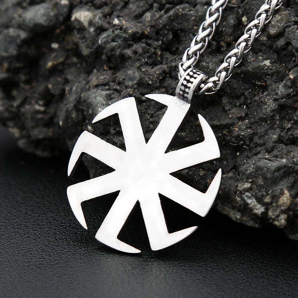 Kolovrat Sun Wheel Pendant Necklace (316L)