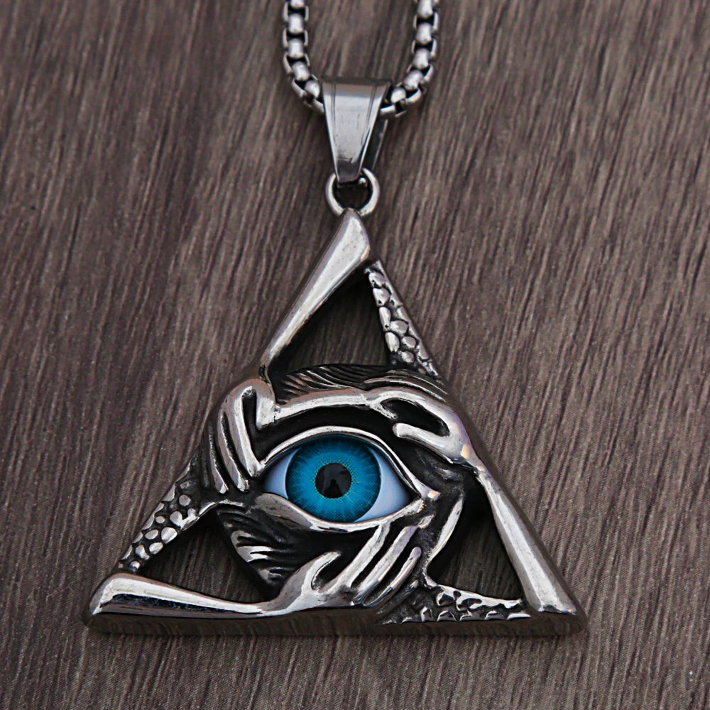 Evil Eye Triangle Pendant Necklace (316L)