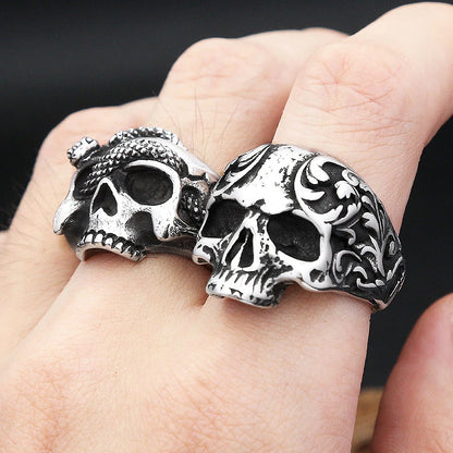 Anillos de calavera de acero inoxidable 316L góticos vintage para hombres y mujeres, estilo punk, hip hop, motocicleta, joyería, regalos de Halloween, triangulación de envíos