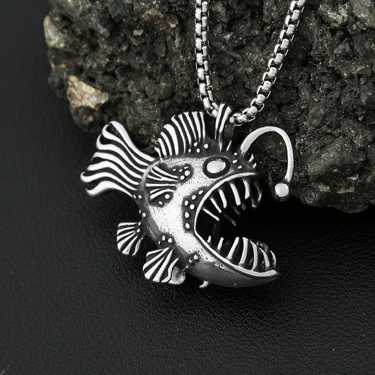 Gothic Lantern Fish Pendant Necklace (316L)