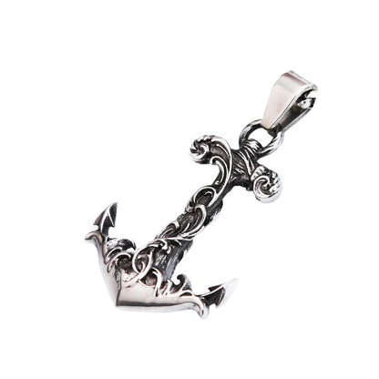 Colgante de ancla vikinga nórdica vintage, estilo punk hip hop, de acero inoxidable 316L, para hombres y mujeres, joyería de moda al por mayor.