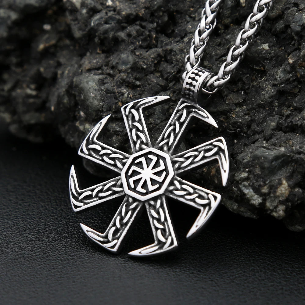 Kolovrat Sun Wheel Pendant Necklace (316L)