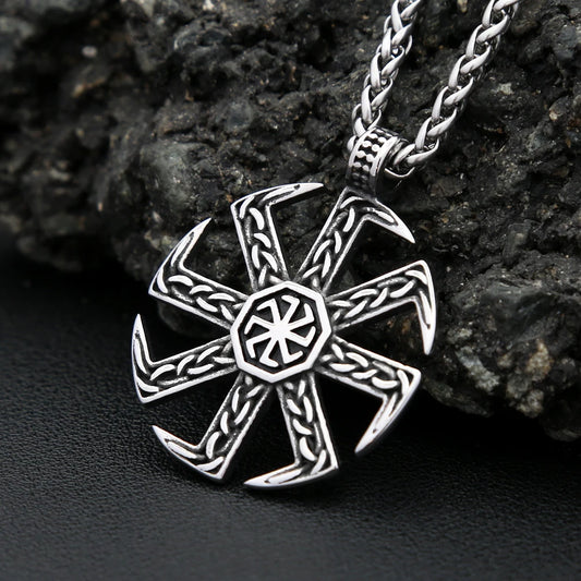 Kolovrat Sun Wheel Pendant Necklace (316L)