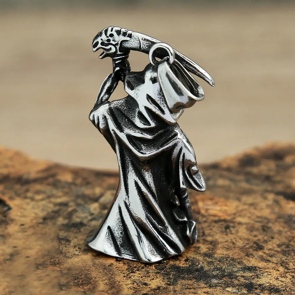 Grim Reaper Scythe Skull Pendant Necklace (316L)