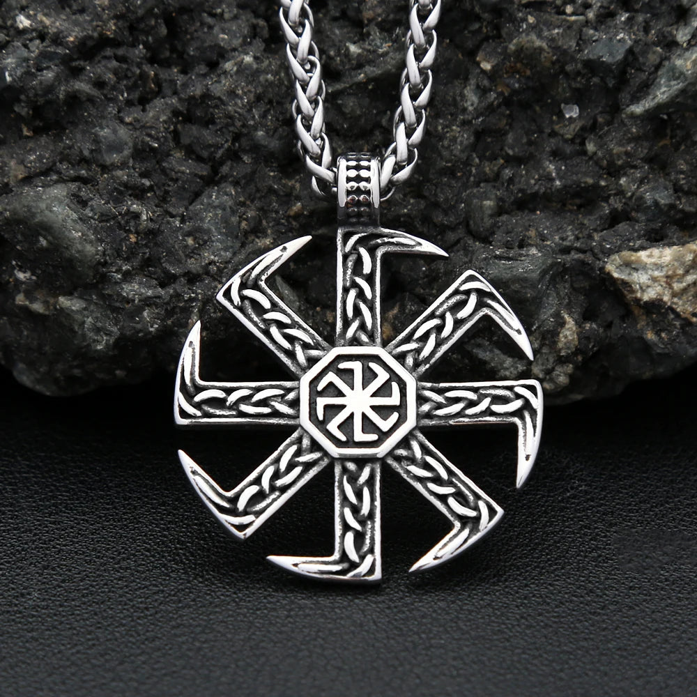 Kolovrat Sun Wheel Pendant Necklace (316L)