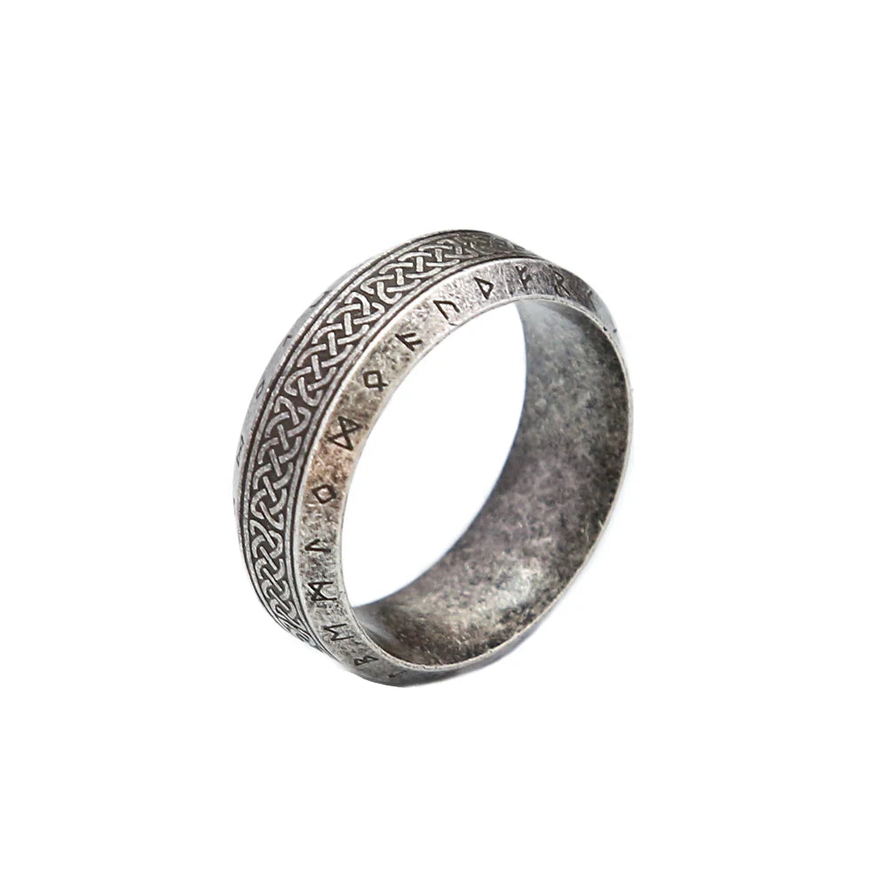 Anillo de runas vikingas vintage simple de moda para hombres y mujeres, anillos de acero inoxidable con nudo celta nórdico, amuleto para pareja, joyería al por mayor