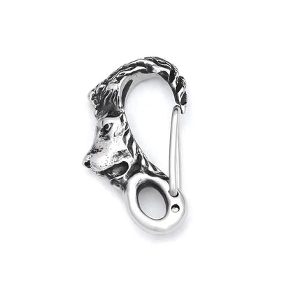 Vintage-Schlüsselanhänger aus Edelstahl mit Löwenkopf, kreativer Punk-Stil, Tierschädel-Garnelen-Schnalle, Karabinerhaken, Schmuckaccessoires