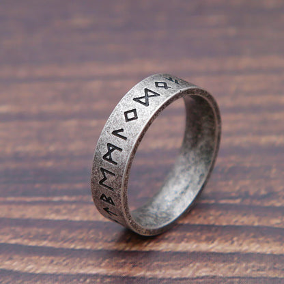 Anillo de runas vikingas retro de moda para hombres y mujeres, acero inoxidable 316L, anillos con letras de Odín, amuleto simple para parejas, joyería, regalos al por mayor