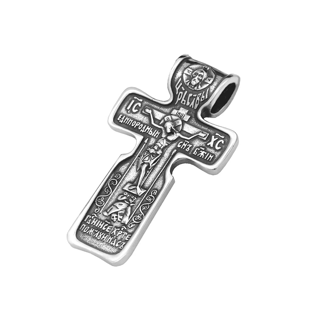 Vintage Jesus-Kreuz-Anhänger-Halsketten für Herren, Edelstahl 316L, religiöse Halskette, modisches Amulett, Punk-Schmuck, Geschenkidee