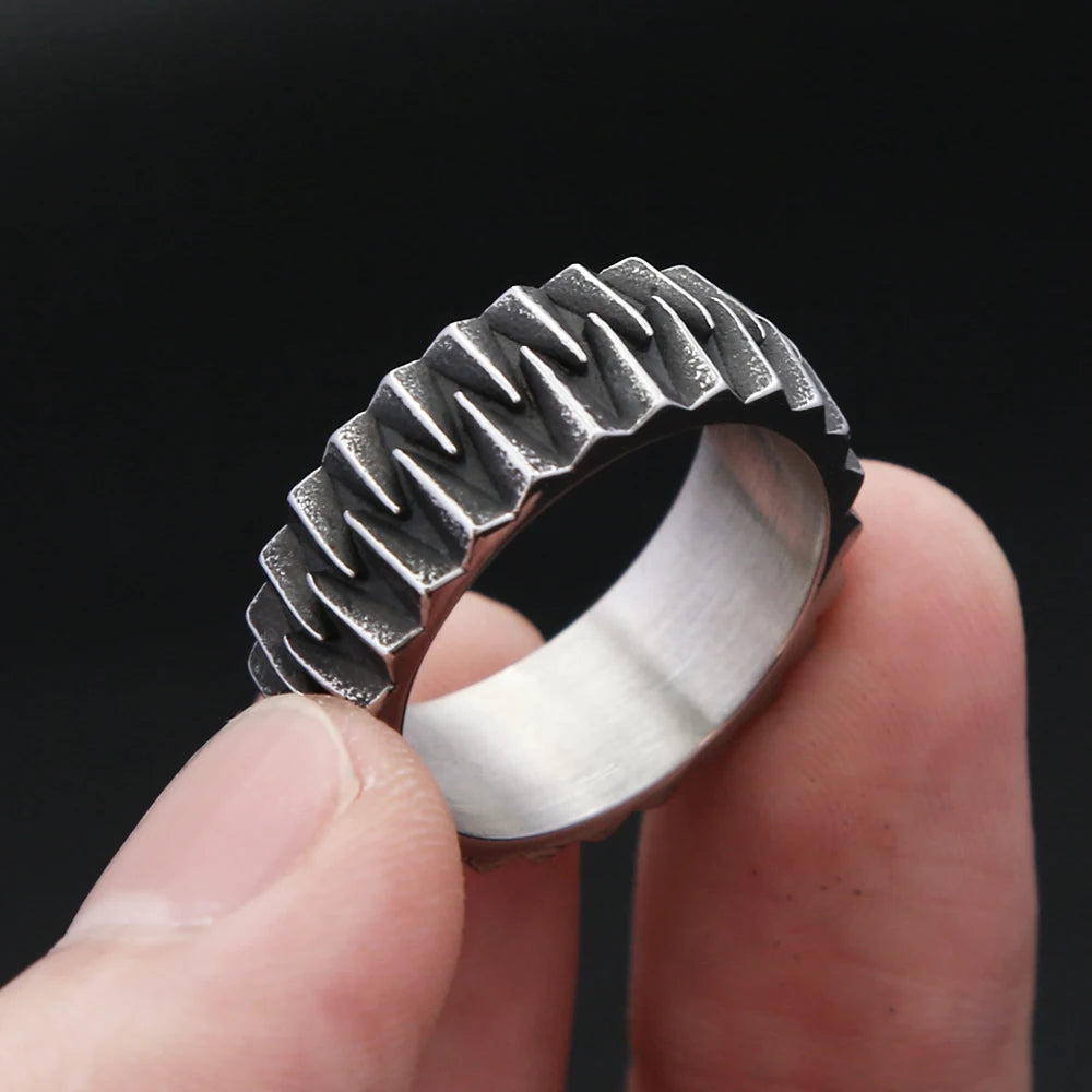 Modische, schlichte geometrische Zahnradringe aus 316L-Edelstahl für Damen und Herren – Punk, Biker, kreativer Vintage-Schmuck mit persönlicher Note (Großhandel)