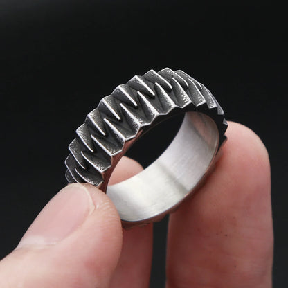 Modische, schlichte geometrische Zahnradringe aus 316L-Edelstahl für Damen und Herren – Punk, Biker, kreativer Vintage-Schmuck mit persönlicher Note (Großhandel)