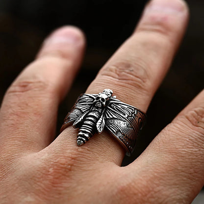 Death Moth Skull Ring (316L)
