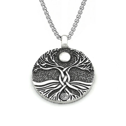 Colgante de árbol de la vida vikingo nórdico vintage de moda para hombre, collar de acero inoxidable Yggdrasils, amuleto, joyería, regalo al por mayor
