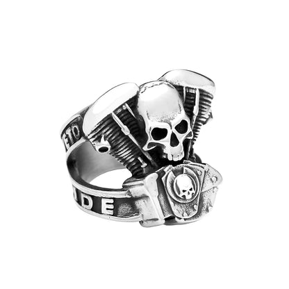 Steampunk Engine Skull Ring (316L)