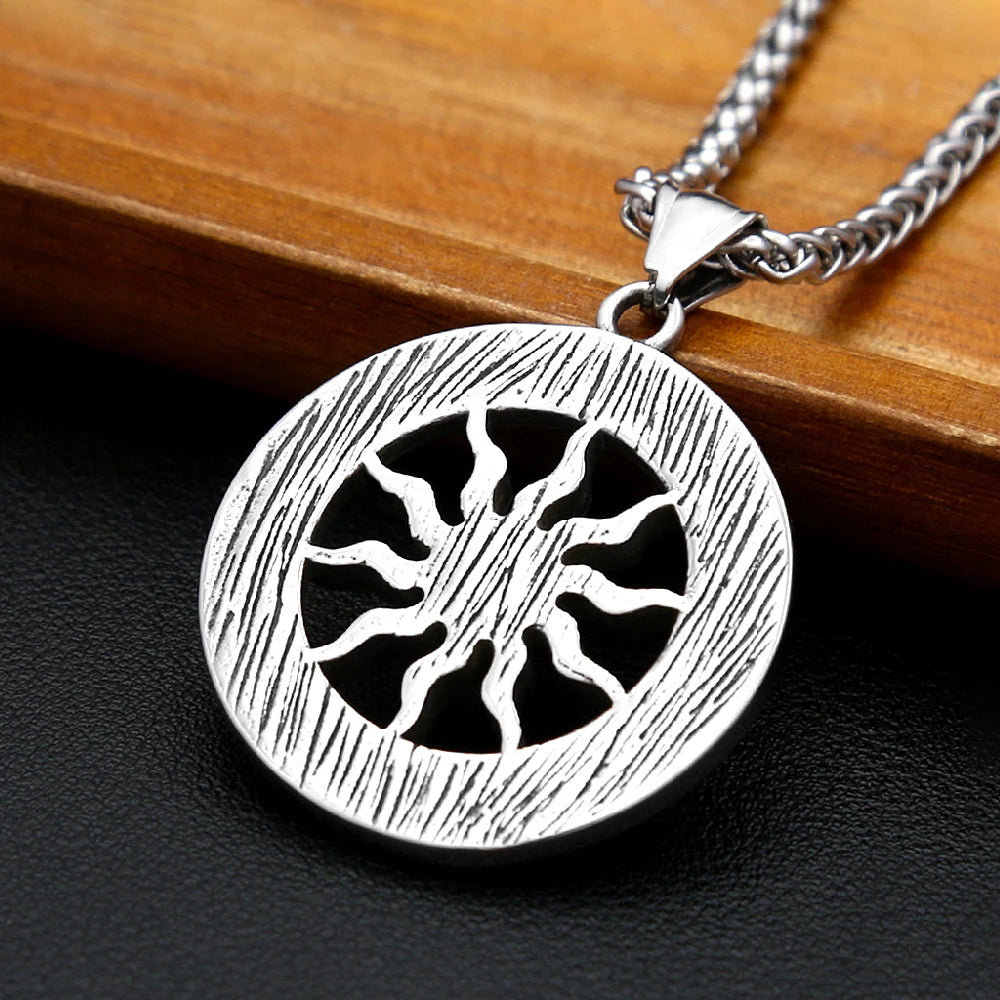 Apollo Sun God Viking Rune Pendant Necklace (316L)
